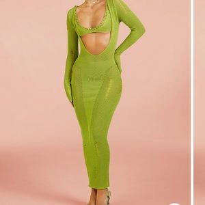 MURCI SCOOPED NECKLINE KNIT MAXI DRESS IN FIG LEAF